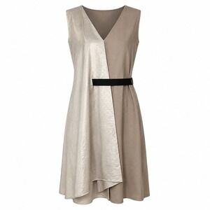 Simply Vera Vera Wang Dress Women S Taupe Champagne Good Asymmetrical Metallic